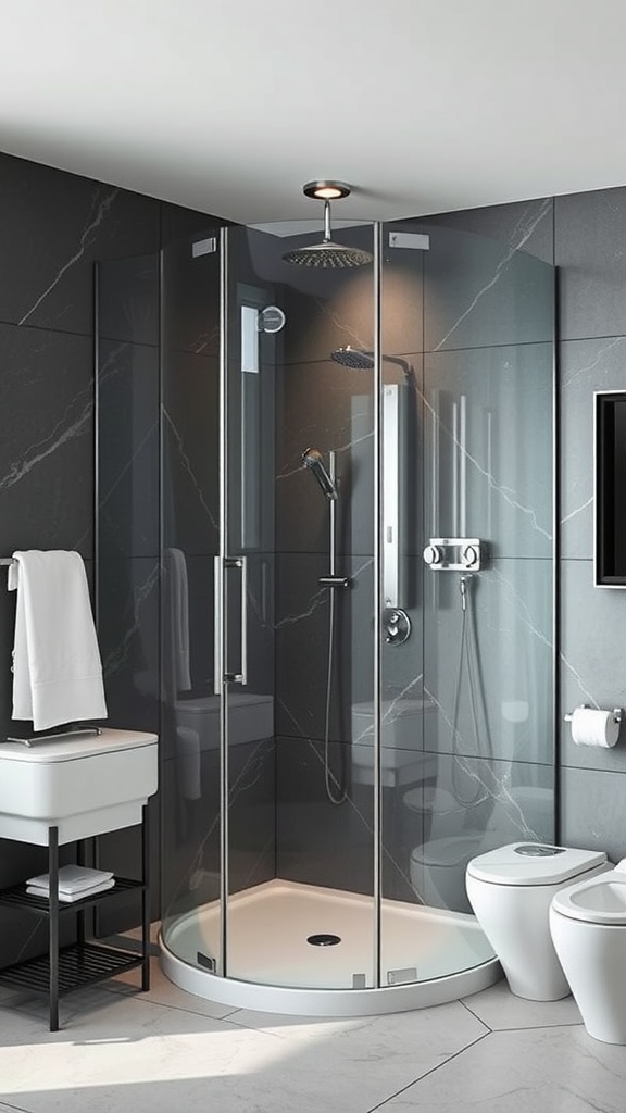 Modern bathroom with a luxurious glass shower enclosure