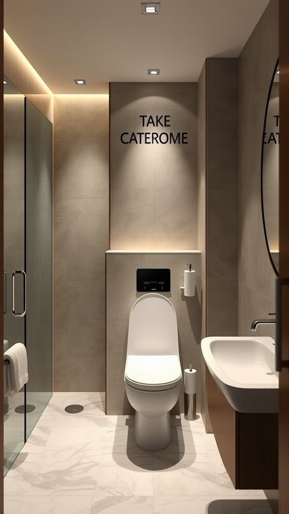 Modern bathroom with stylish partition and clean design