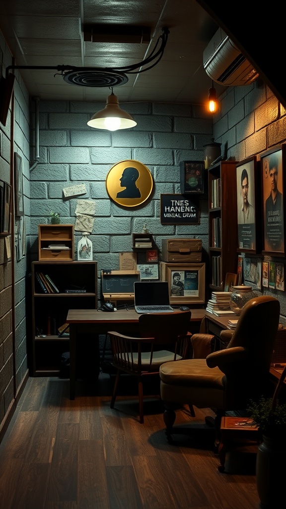 Cozy themed escape room with a desk, bookshelves, and warm lighting.