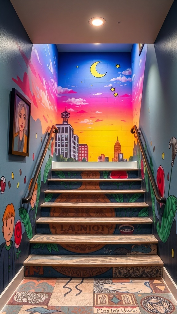 23+Creative Basement Stairs Wall Ideas